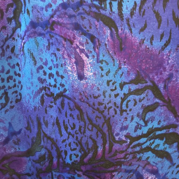 Chico's Top Wmns Sz 3 Blue Animal Print Silk Rayon Beaded V-Neck LS Grandma-Core - Picture 4 of 8